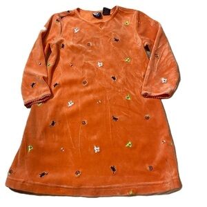 Authentic Kids Halloween Dress Sz 4 Orange Long Sleeve Pumpkin Witch Ghost